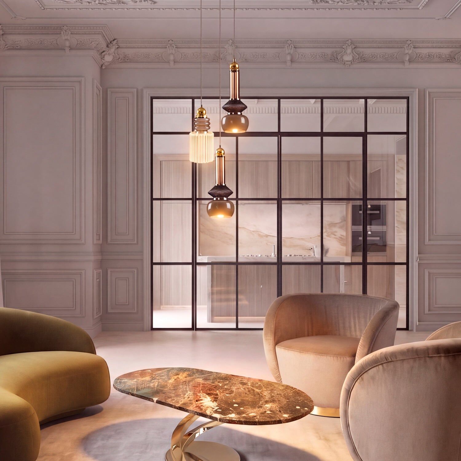Потолочный светильник Lolite Marie Pendant Light - Brown & Transparent — Villari, кадр 4