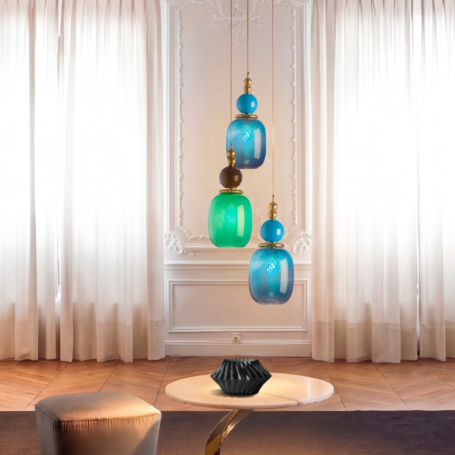 Потолочный светильник Violette Pendant Light - Blue & Gold — Villari, кадр 2
