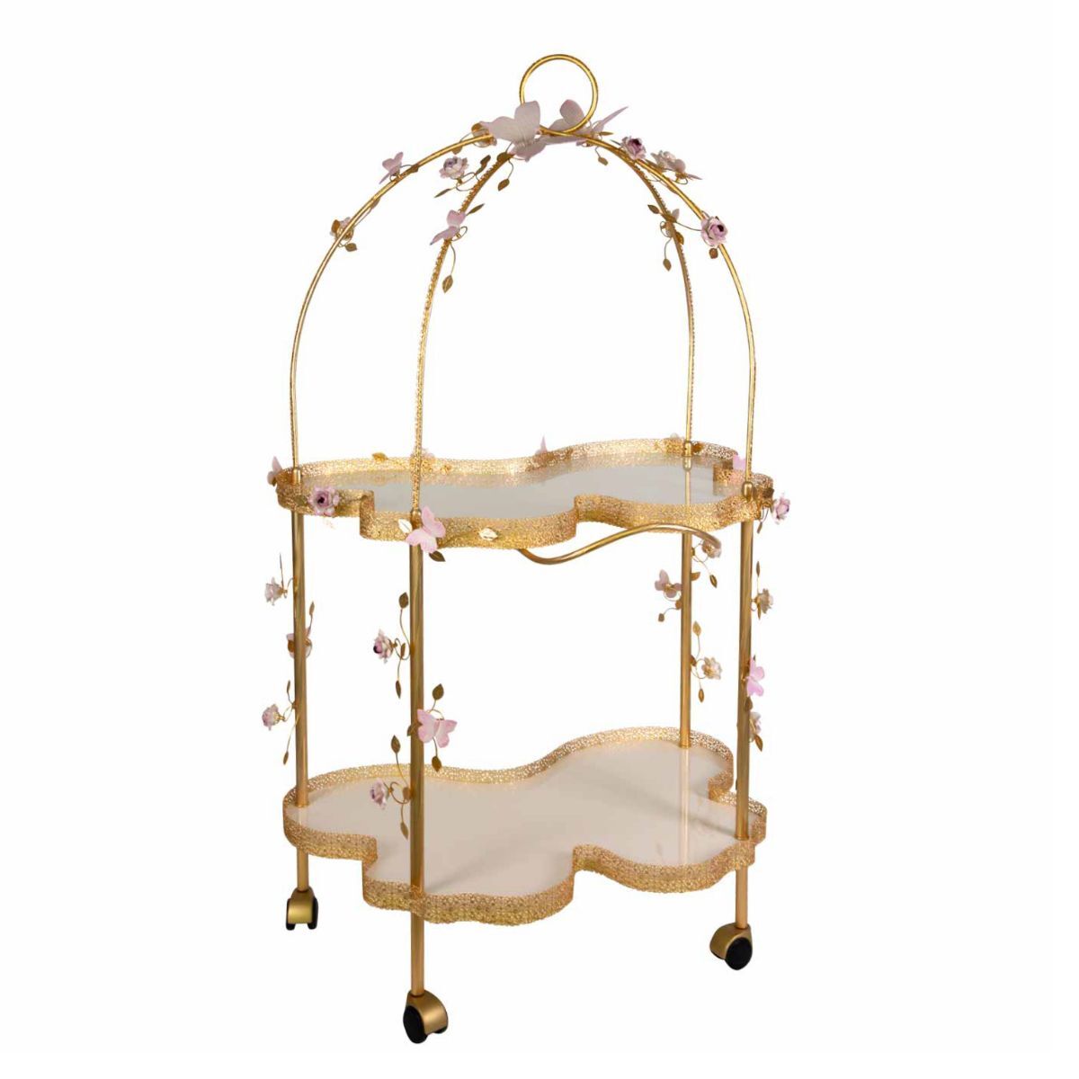 Bedside tables Butterfly Tea Trolley - Pink & Gold — Villari, collection Мебель