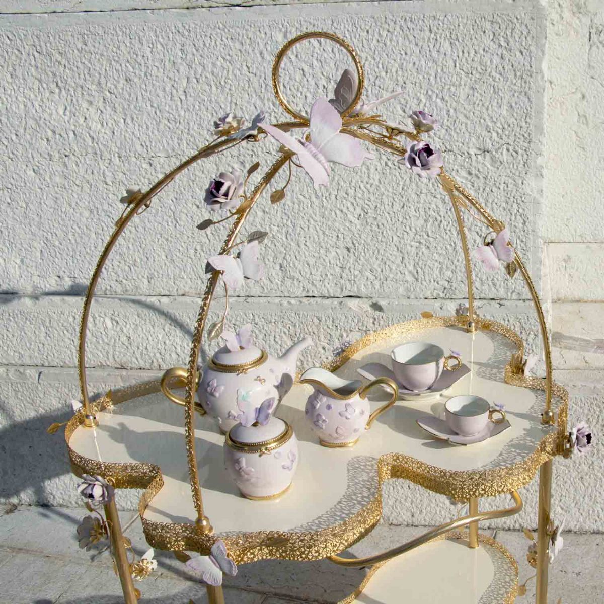 Тумба Butterfly Tea Trolley - Pink & Gold — Villari, кадр 3