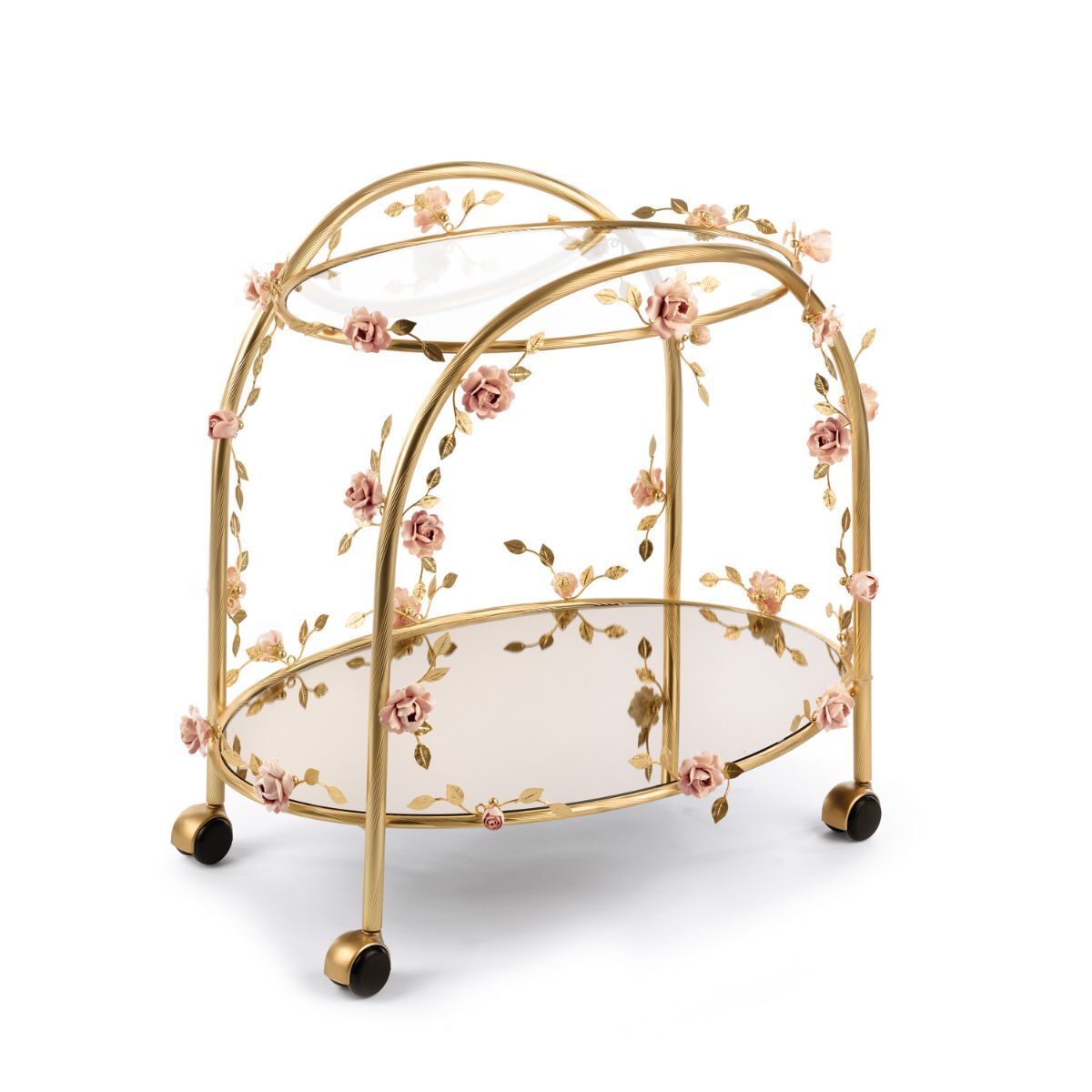 Bedside tables Camelia Lulu Small Tea Trolley - Pink & Gold — Villari, collection Мебель