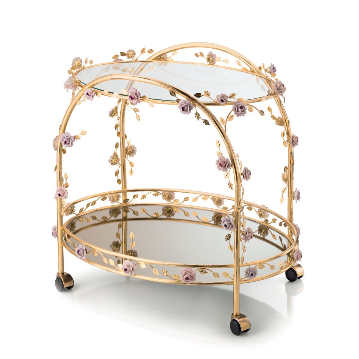 Bedside tables Camelia Lulu Tea Trolley - Pink & Gold — Villari, collection Мебель