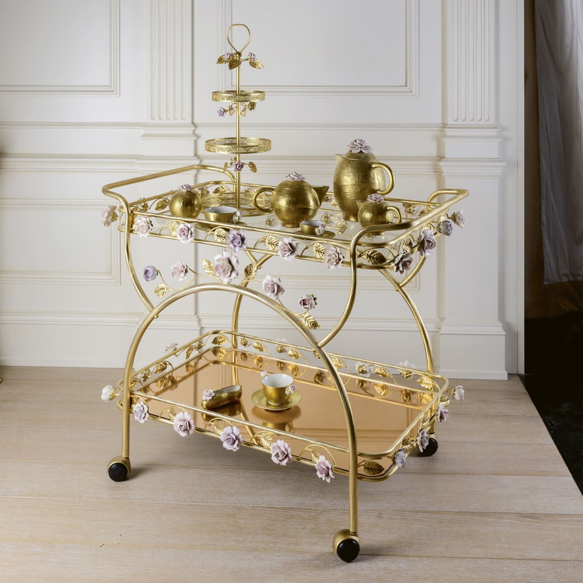 Тумба Marie-Antoinette Tea Trolley - Pink & Gold — Villari, кадр 2