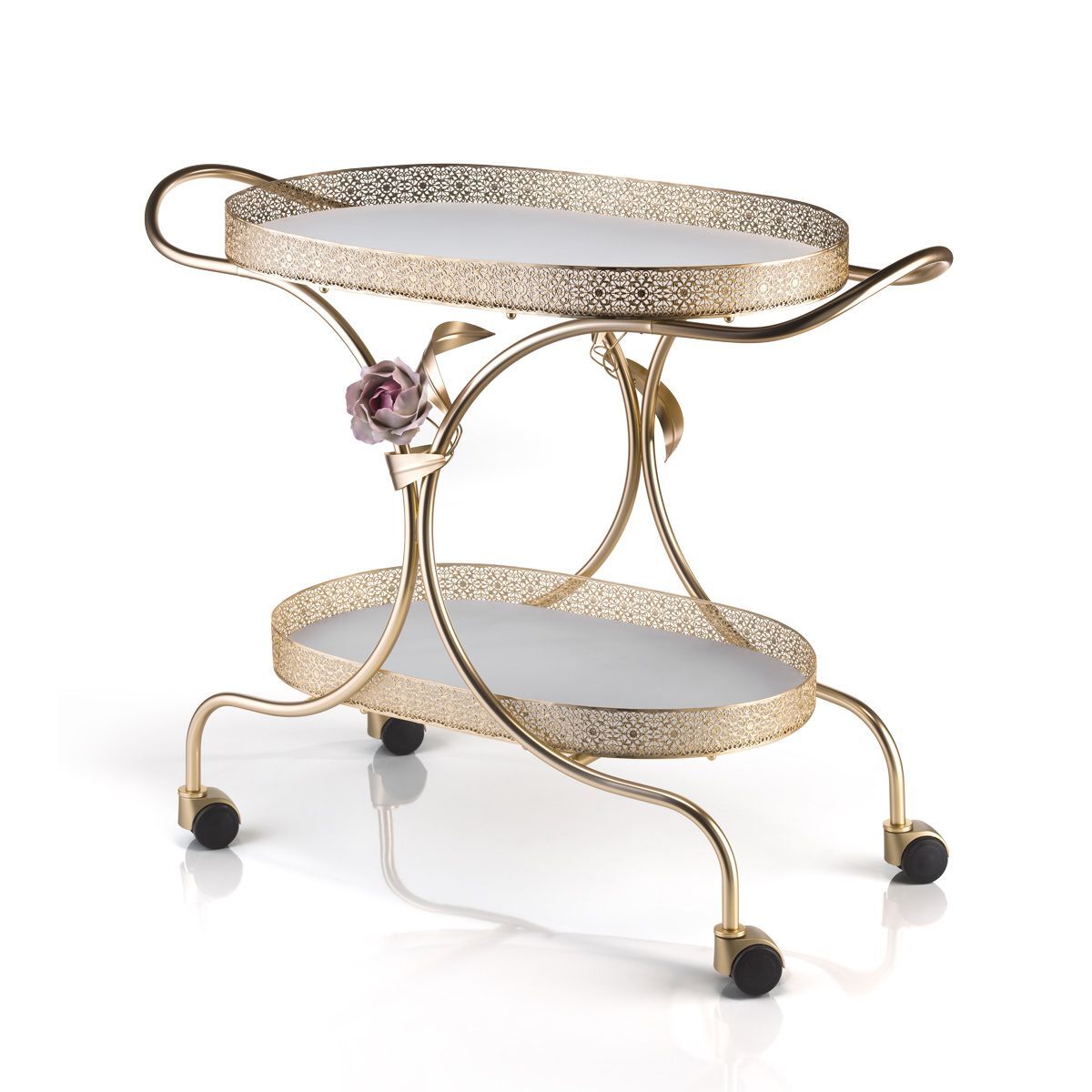 Bedside tables Peony Tea Trolley - Pink & Gold — Villari, collection Мебель