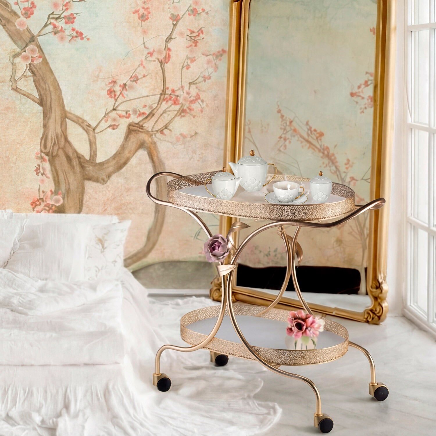 Тумба Peony Tea Trolley - Pink & Gold — Villari, кадр 2