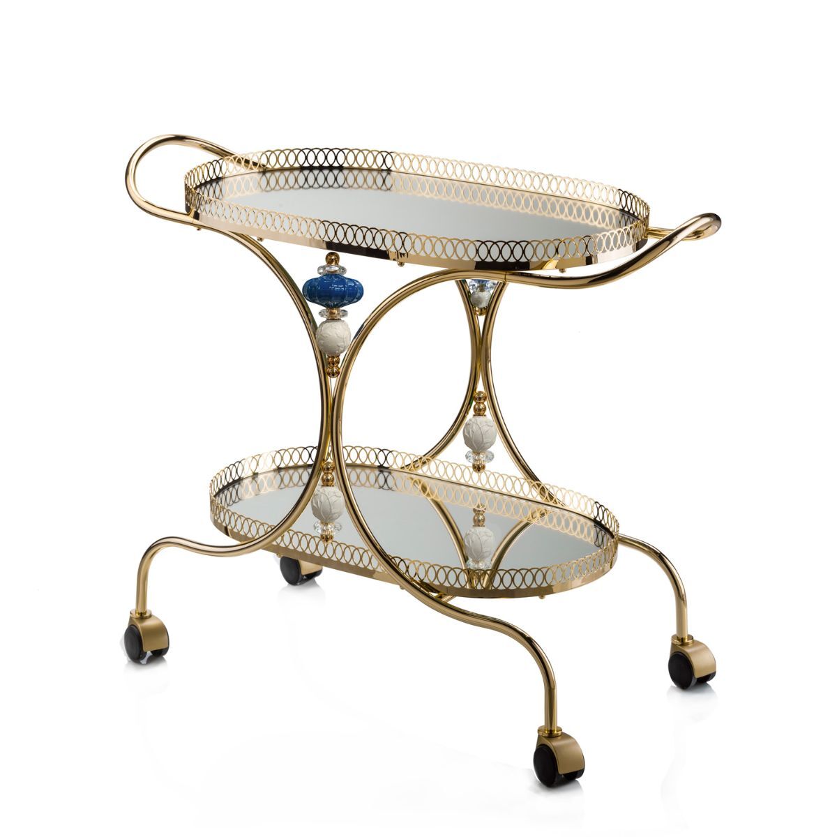 Bedside tables Ramz By Villari Tea Trolley - Sapphire & White — Villari, collection Мебель