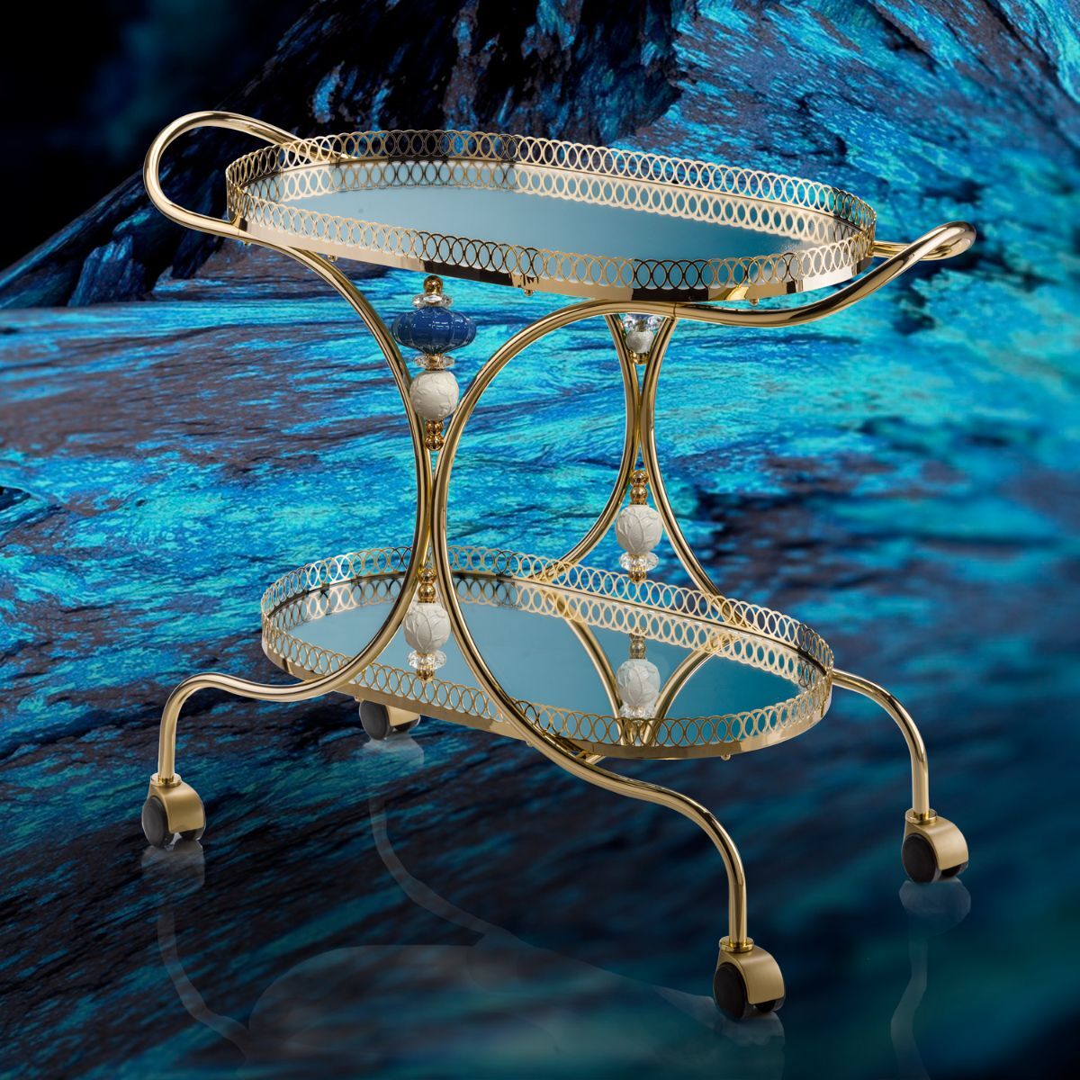 Тумба Ramz By Villari Tea Trolley - Sapphire & White — Villari, кадр 2