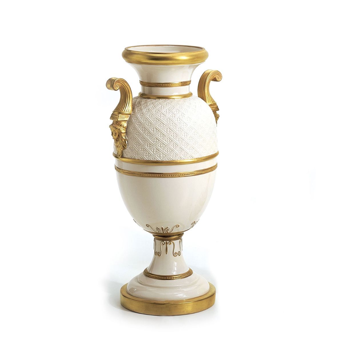 Vases Empire Embroided Vase With Handles - White & Gold — Villari, collection Декор