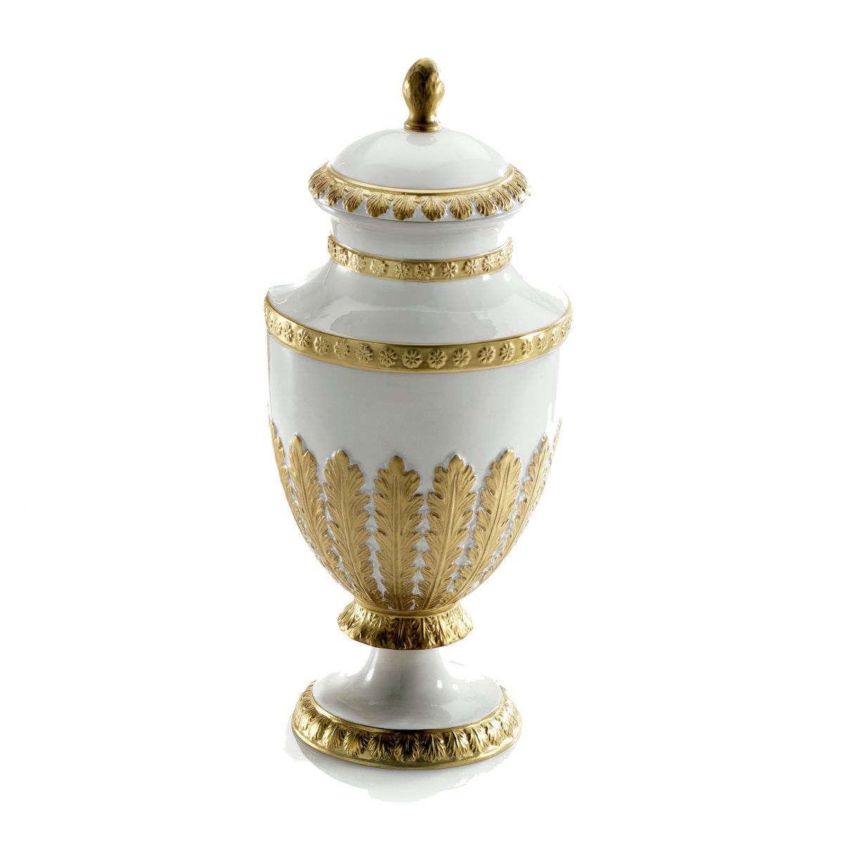 Vases Empire Feather Potiche Vase - White & Gold — Villari, collection Декор