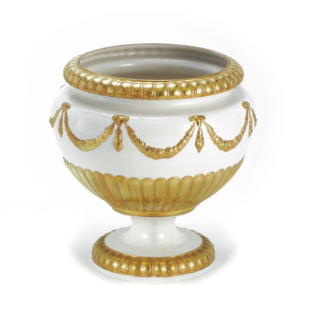 Vases Empire Footed Plant Pot - White & Gold — Villari, collection Декор
