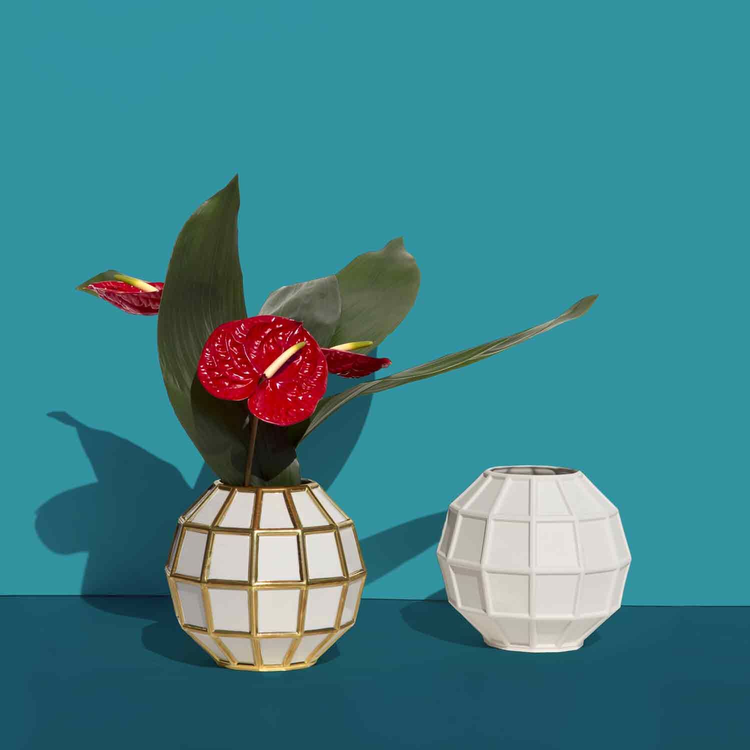 Ваза Leonardo Vase - White & Gold — Villari, кадр 2